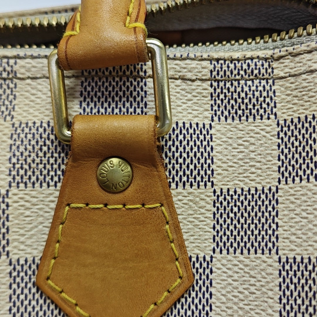SPEEDY 25 Damier Azur Coated Canvas White