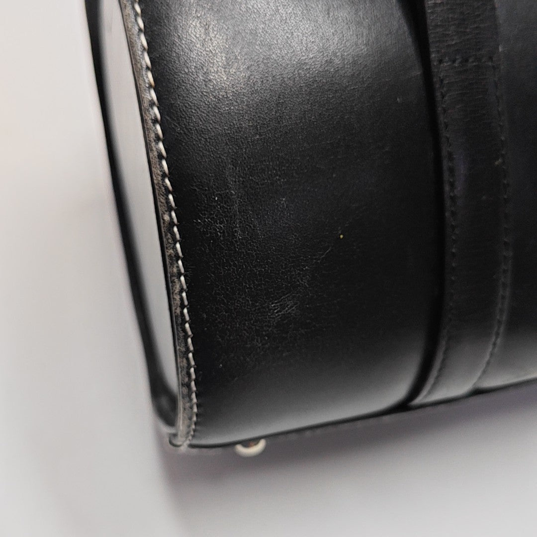 Calfskin Top Handle Bag Black