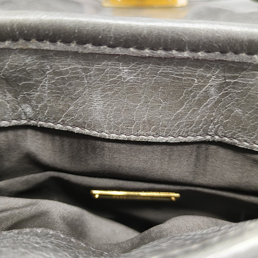 Miu Coffer Quilted Lambskin Gray