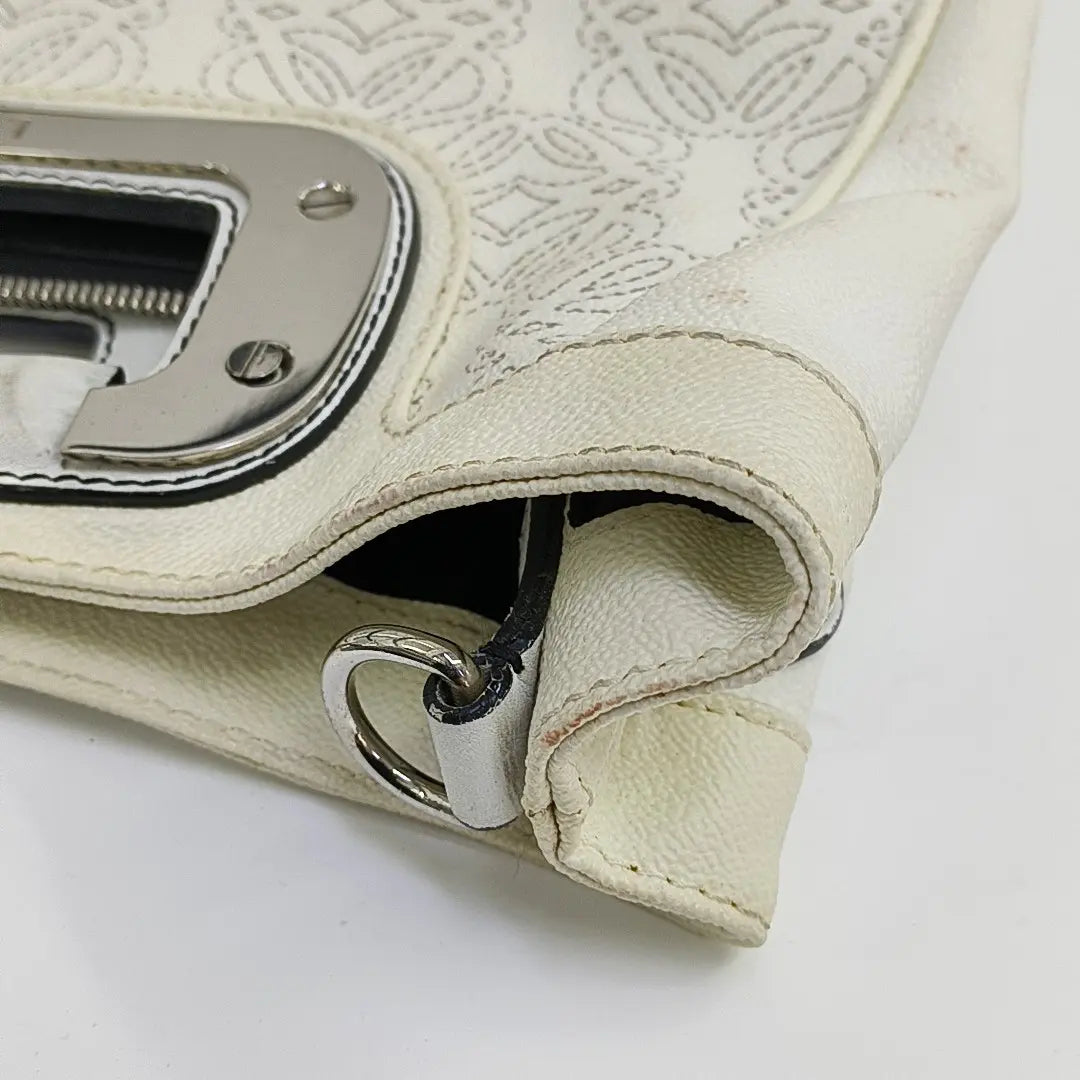 Monogram Calfskin Shoulder Bag White