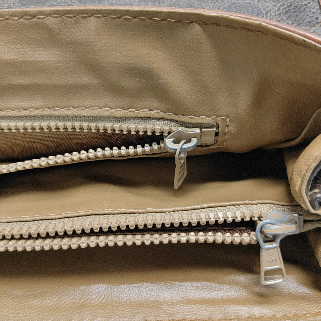Coated Canvas Top Handle Bag Brown