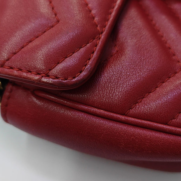 GG Marmont Mini Quilted Calfskin Red