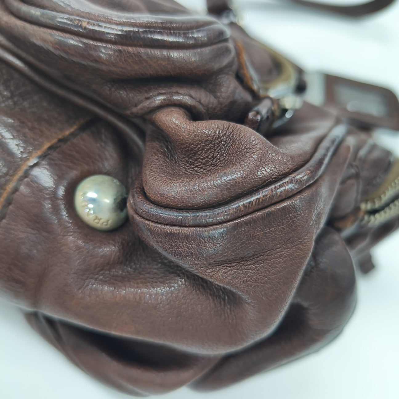 Calfskin Top Handle Bag Brown
