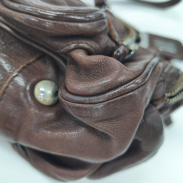 Calfskin Top Handle Bag Brown