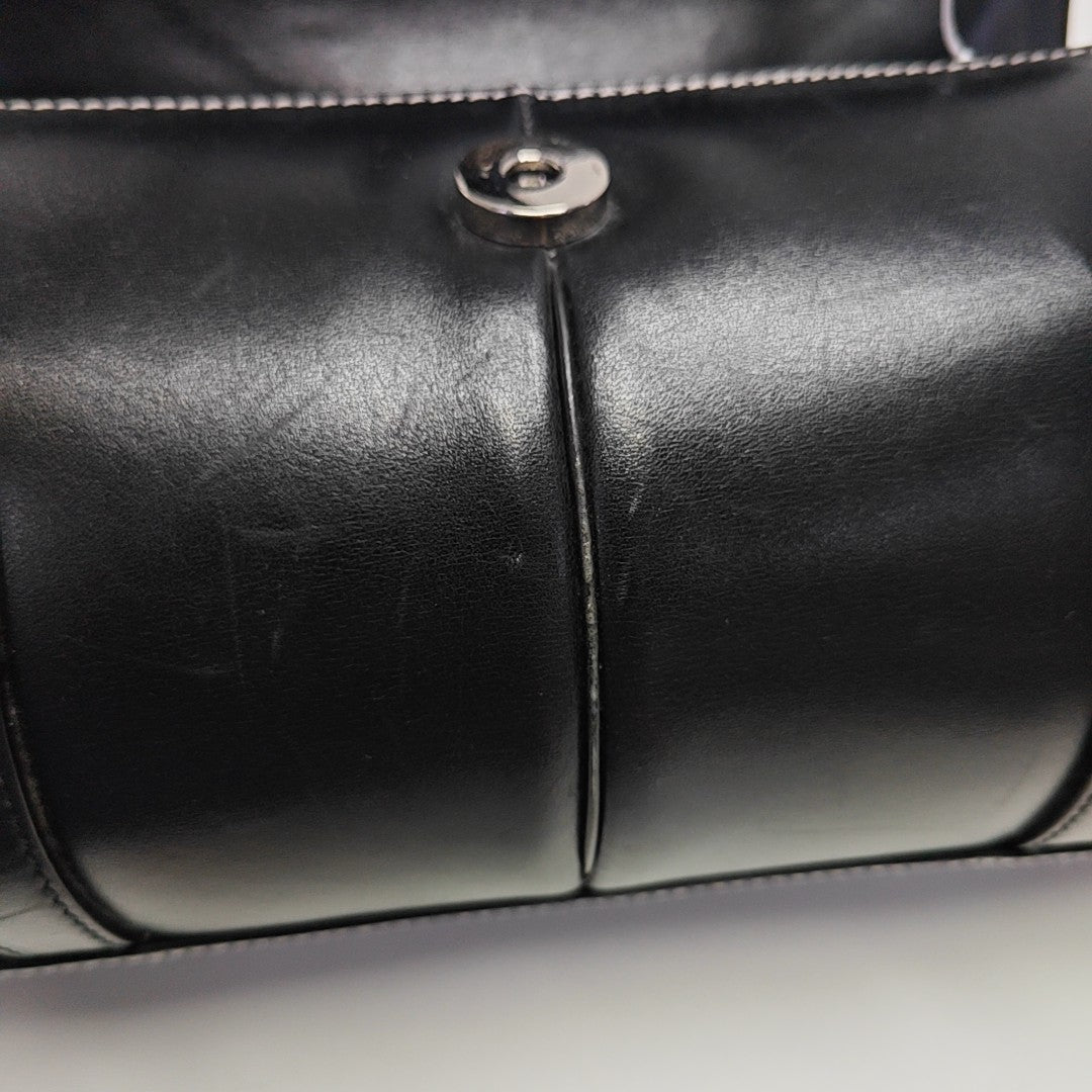 Calfskin Top Handle Bag Black