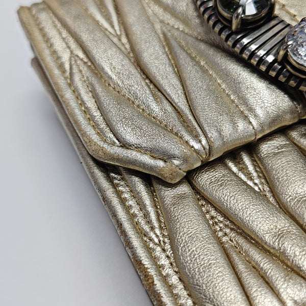 Miu Lady Quilted Lambskin Gold