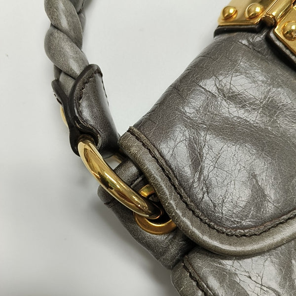 Miu Coffer Quilted Lambskin Gray