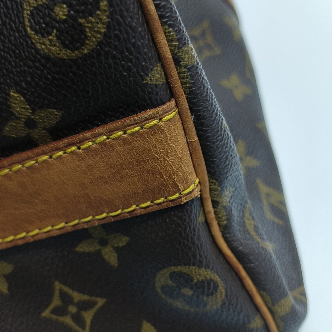 KEEPALL 50 Monogram Coated Canvas Brown
