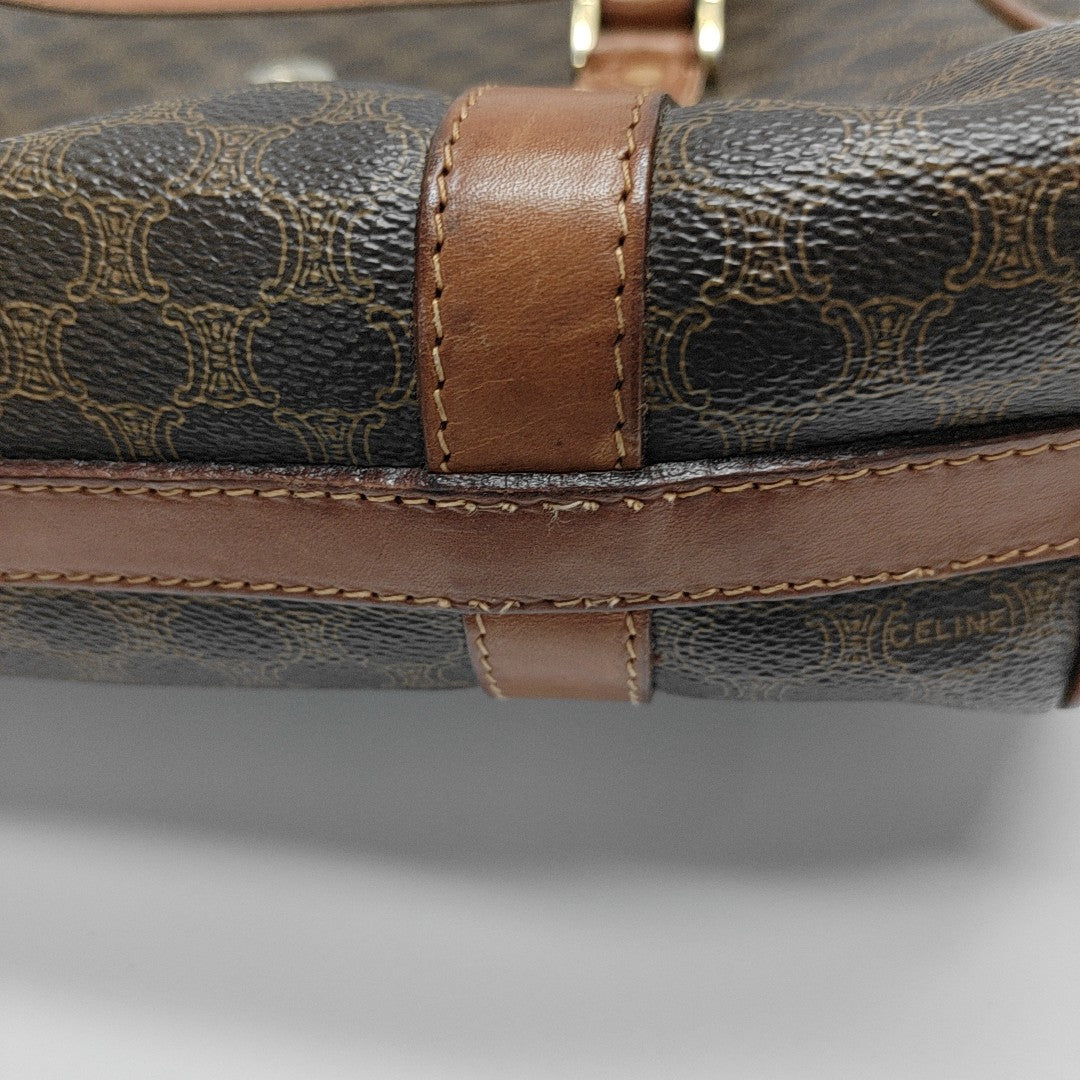 Coated Canvas Top Handle Bag Brown