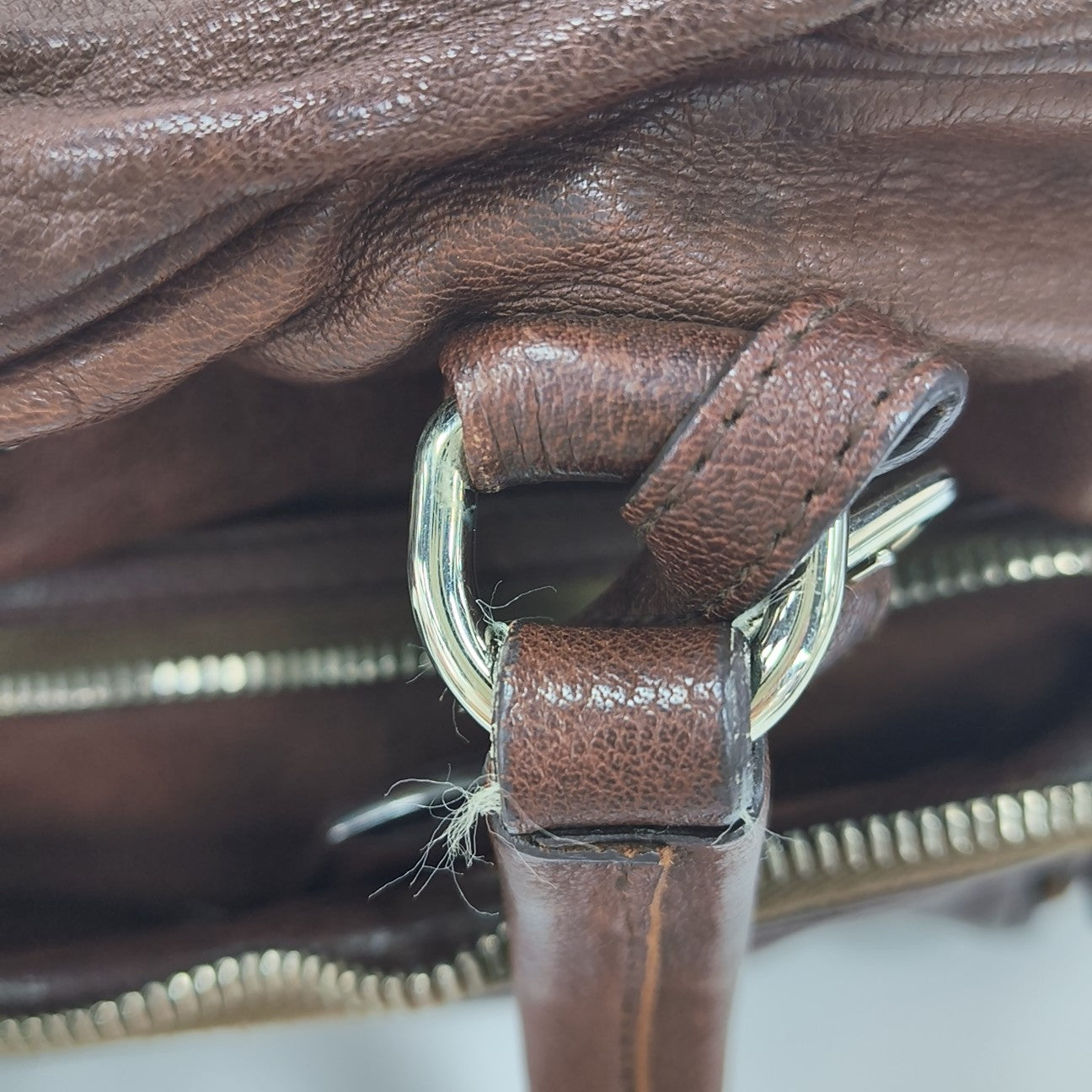 Calfskin Top Handle Bag Brown
