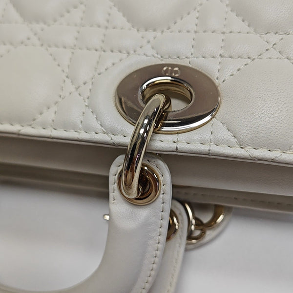 Lady D-Joy Medium Cannage Lambskin White