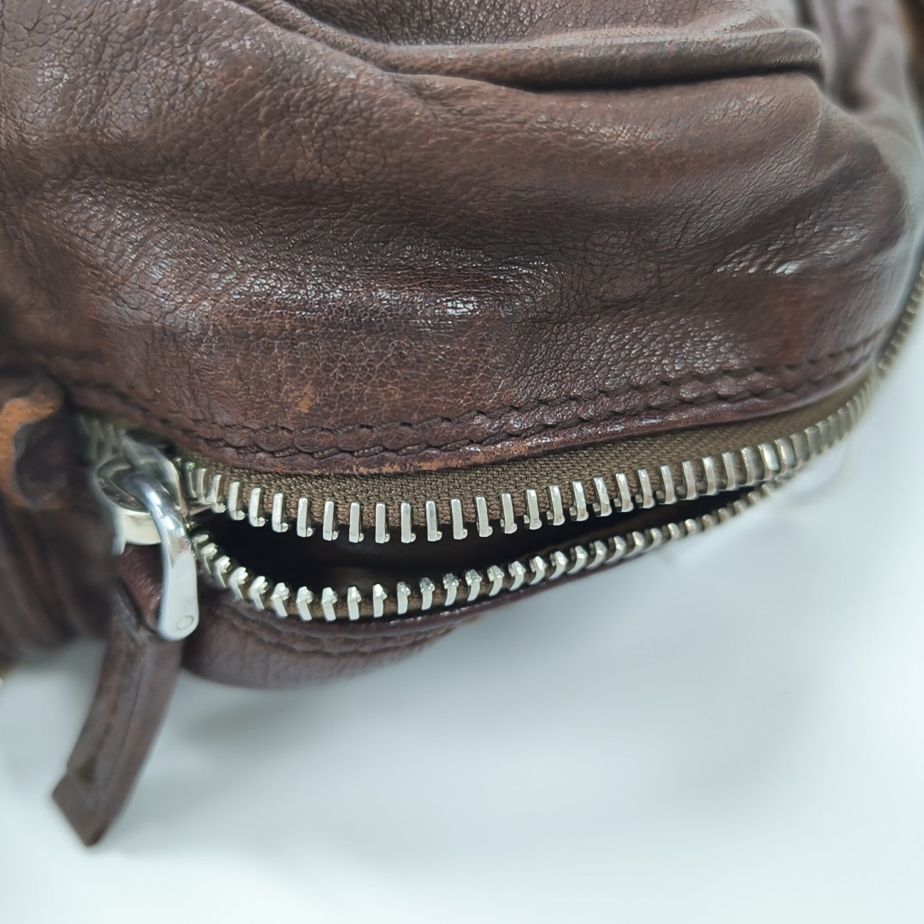 Calfskin Top Handle Bag Brown