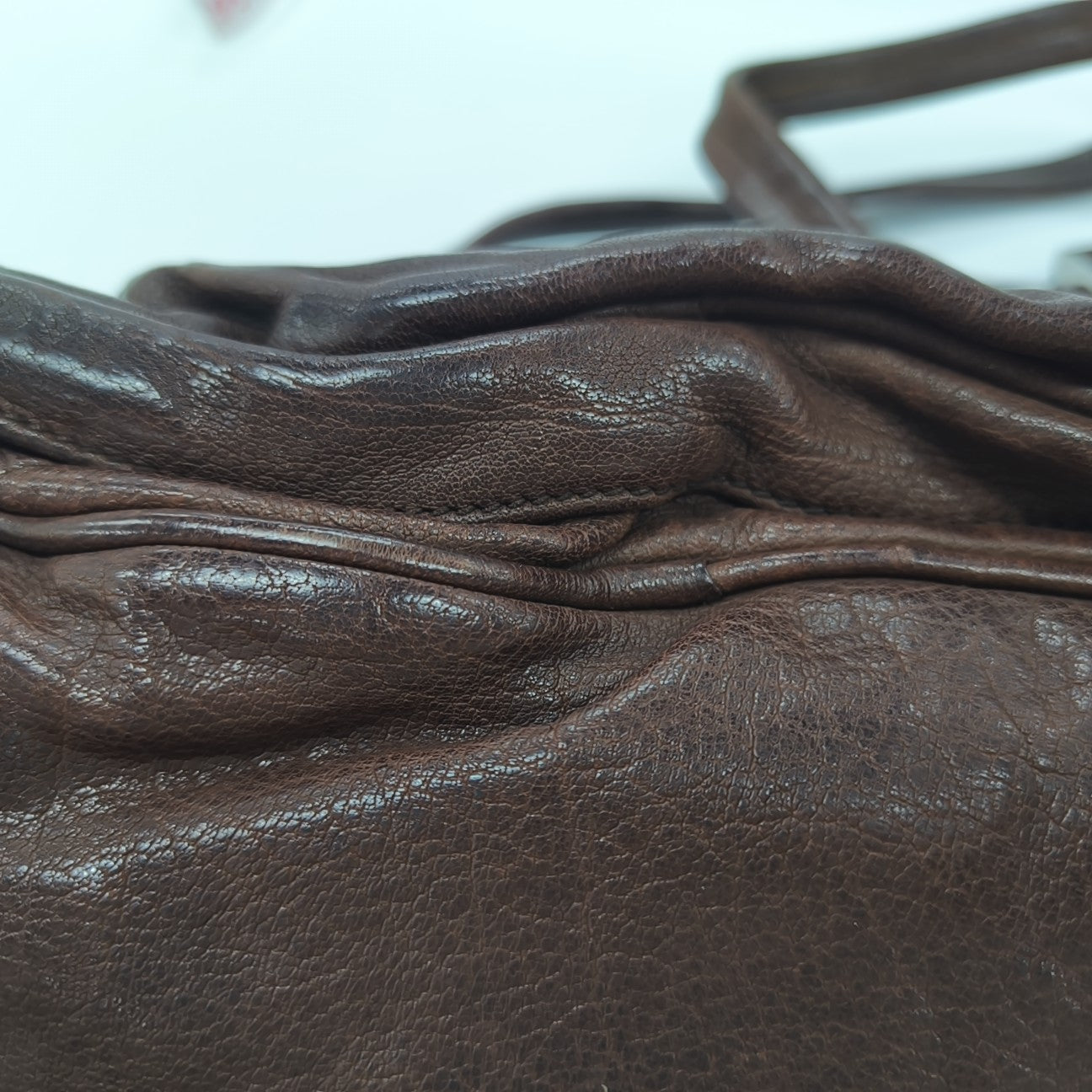 Calfskin Top Handle Bag Brown