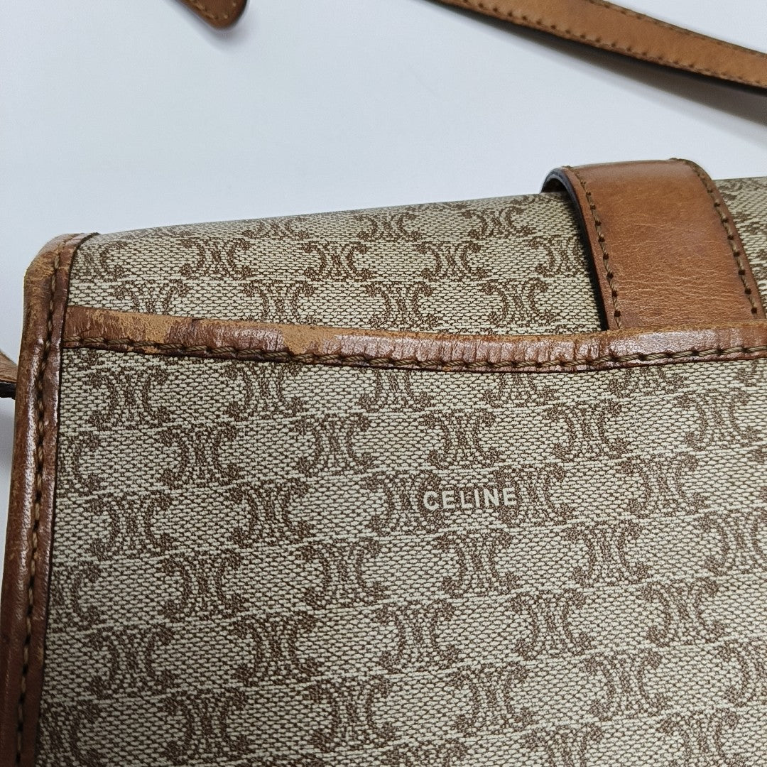 Coated Canvas Crossbody Bag Beige