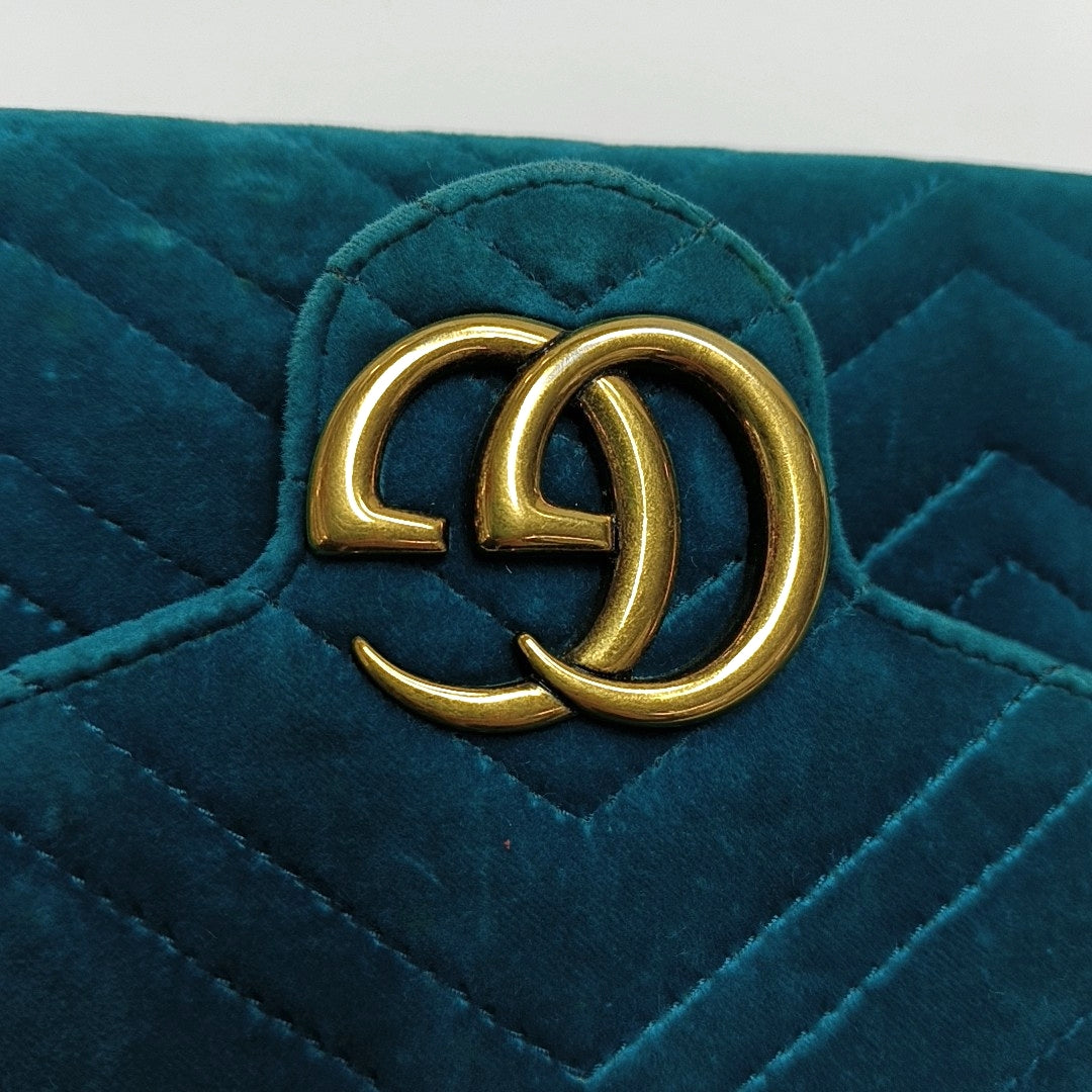Authenticated pre-owned  GG Marmont Mini Velvet Blue - Shoulder Bag at Looply