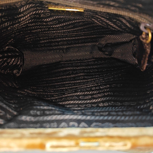 Velvet Top Handle Bag Brown