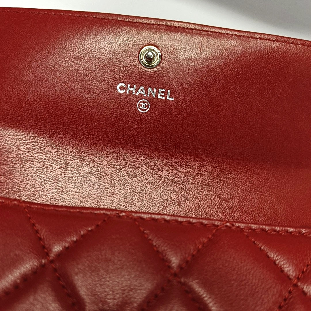Authenticated pre-owned  Boy Chanel WOC Quilted Lambskin Red Wallet - Wallet at Looply
