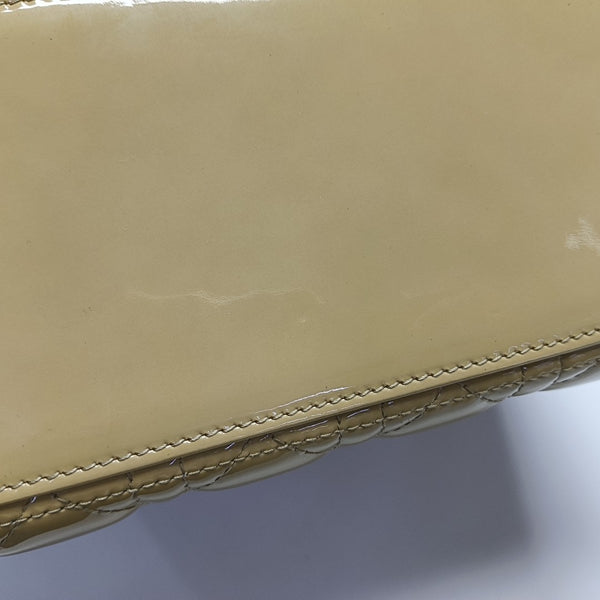Authenticated pre-owned  Lady Dior Medium Cannage Patent Leather Yellow - Shoulder Bag at Looply