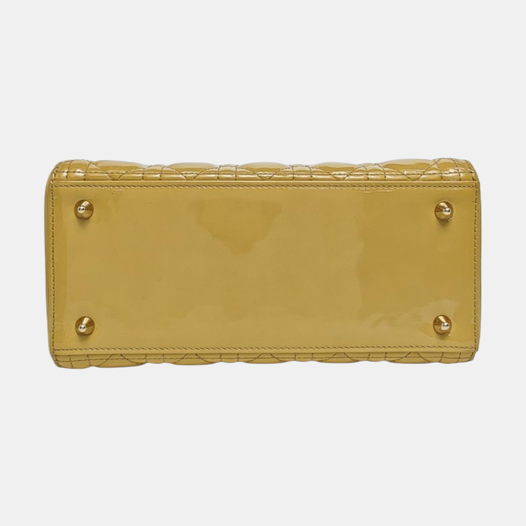 Authenticated pre-owned  Lady Dior Medium Cannage Patent Leather Yellow - Shoulder Bag at Looply