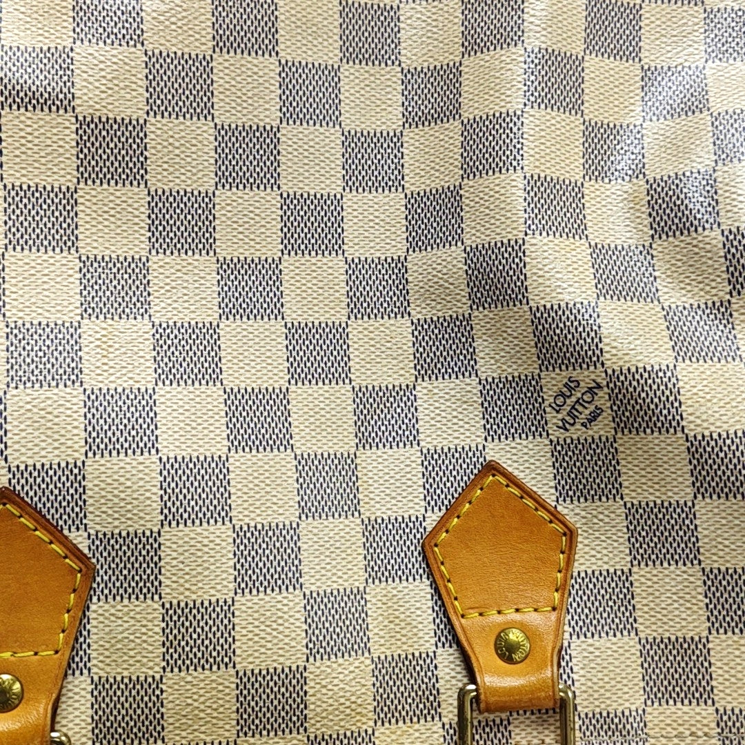 Authenticated pre-owned  Speedy 30 Damier Azur Coated Canvas White - Top Handle Bag at Looply