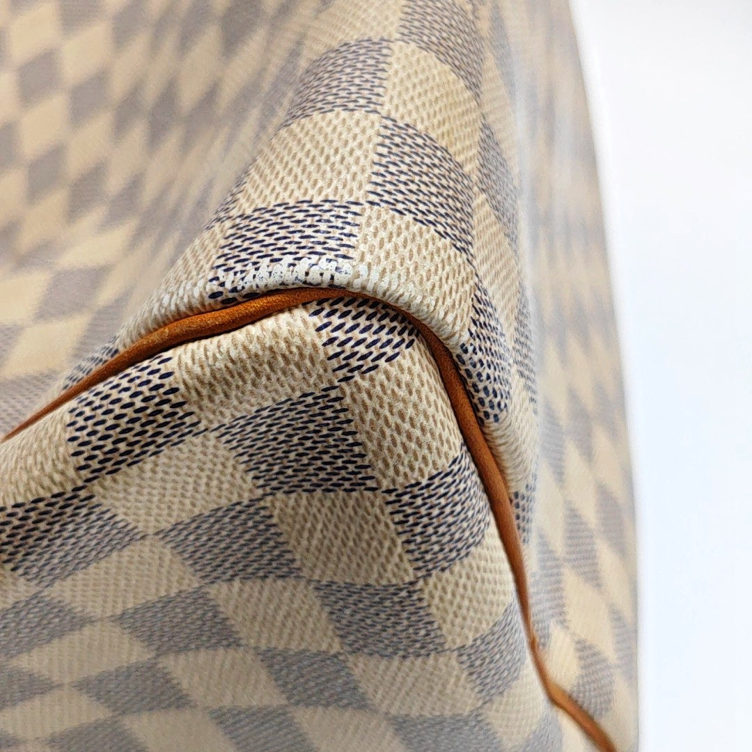 Authenticated pre-owned  Speedy 30 Damier Azur Coated Canvas White - Top Handle Bag at Looply