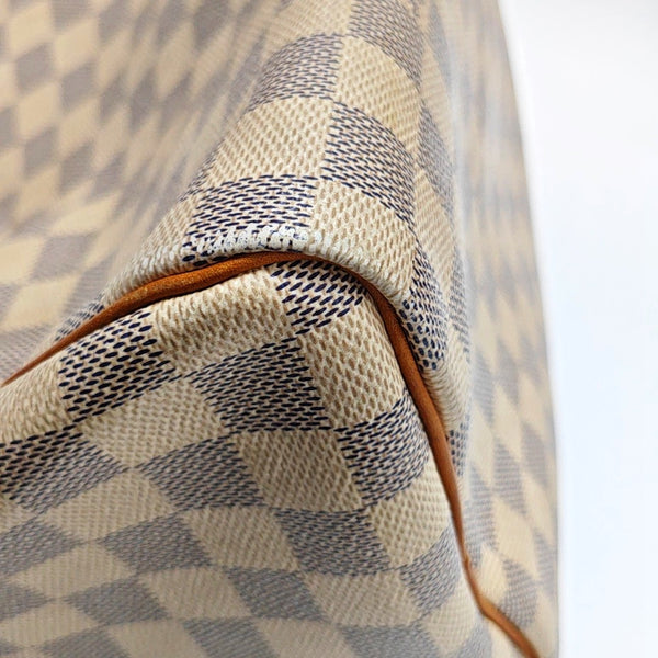 Authenticated pre-owned  Speedy 30 Damier Azur Coated Canvas White - Top Handle Bag at Looply
