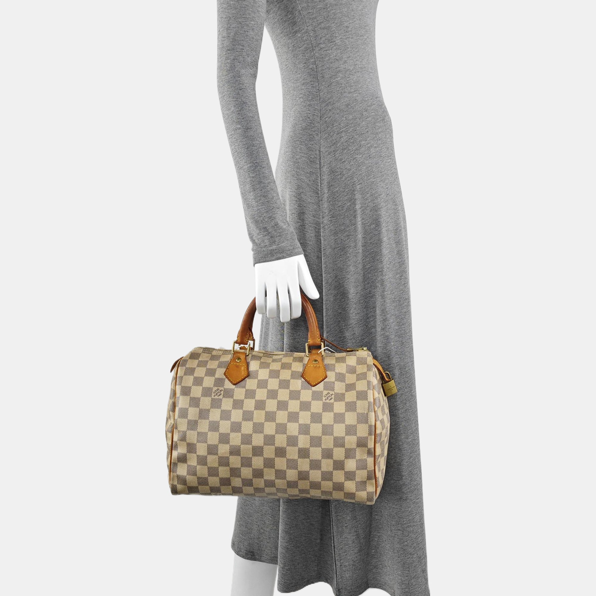 Authenticated pre-owned  Speedy 30 Damier Azur Coated Canvas White - Top Handle Bag at Looply
