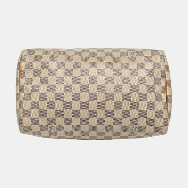 Authenticated pre-owned  Speedy 30 Damier Azur Coated Canvas White - Top Handle Bag at Looply