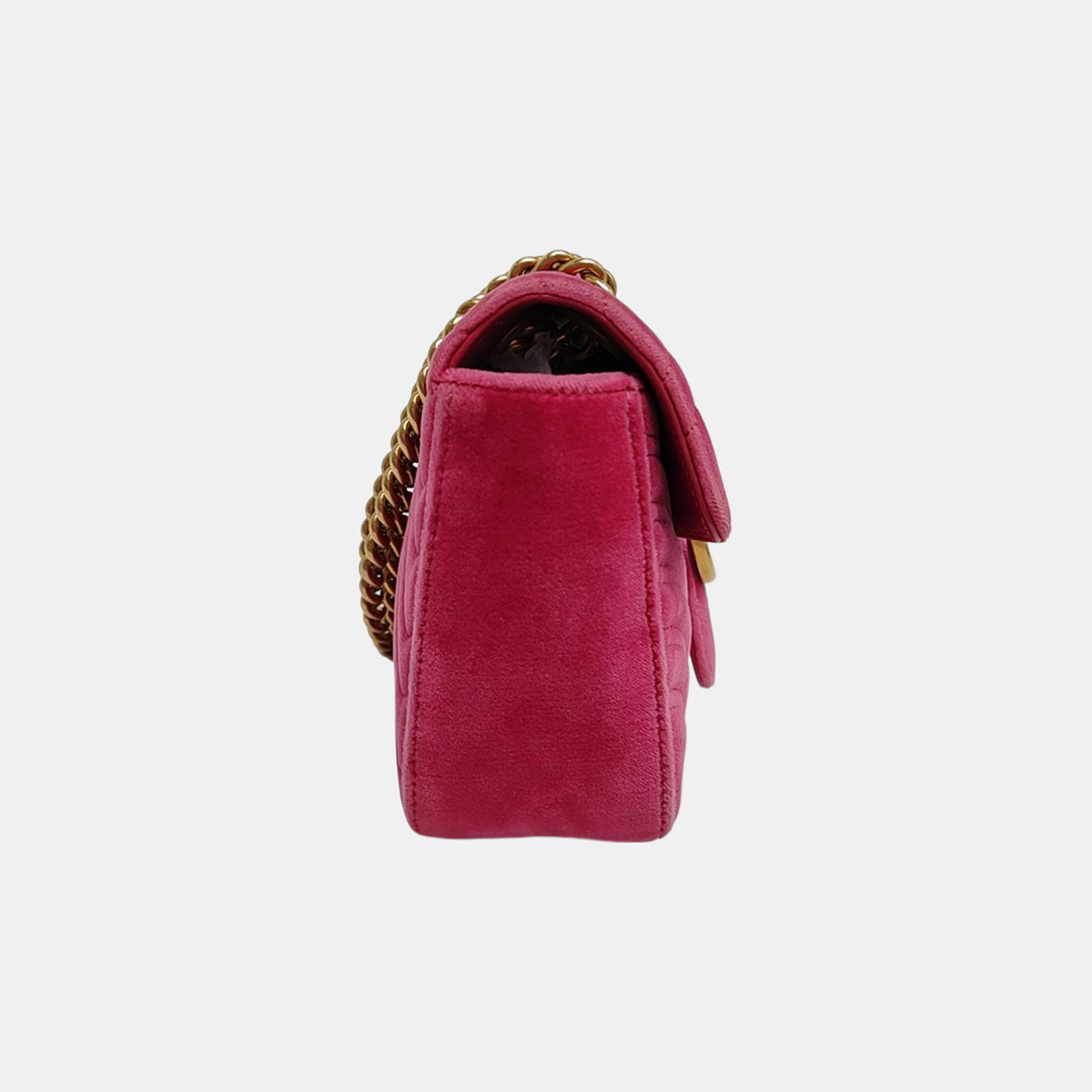 Authenticated pre-owned  GG Marmont Medium Quilted Velvet Pink - Shoulder Bag at Looply