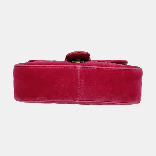 Authenticated pre-owned  GG Marmont Medium Quilted Velvet Pink - Shoulder Bag at Looply