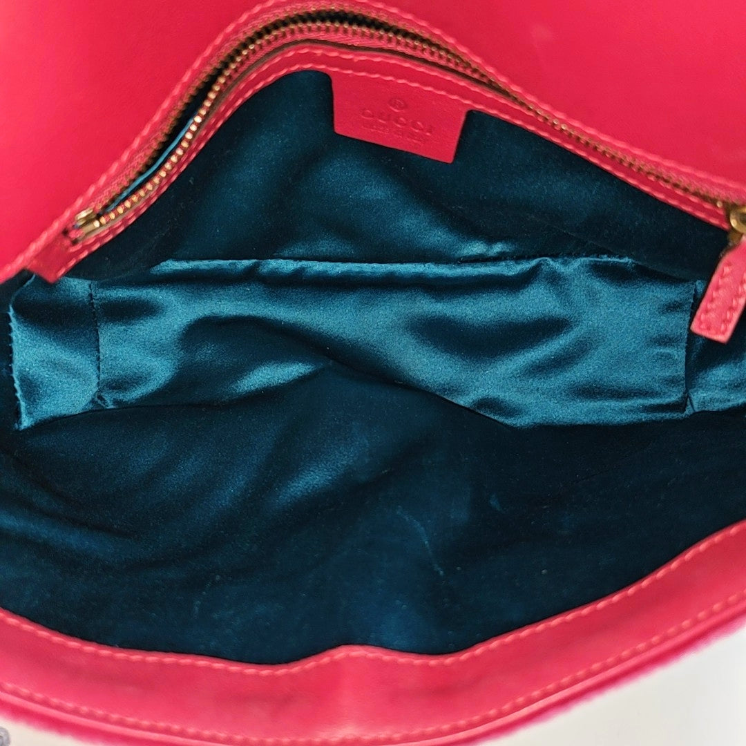 Authenticated pre-owned  GG Marmont Medium Quilted Velvet Pink - Shoulder Bag at Looply
