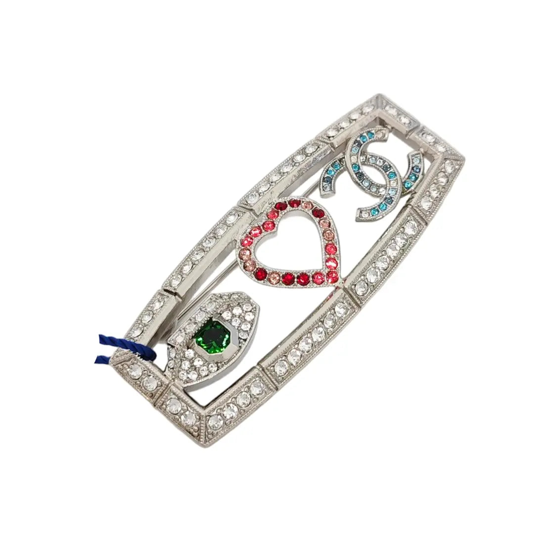 Authenticated pre-owned  Silver-tone Metal Synthetic Crystal Brooch - Brooch at Looply