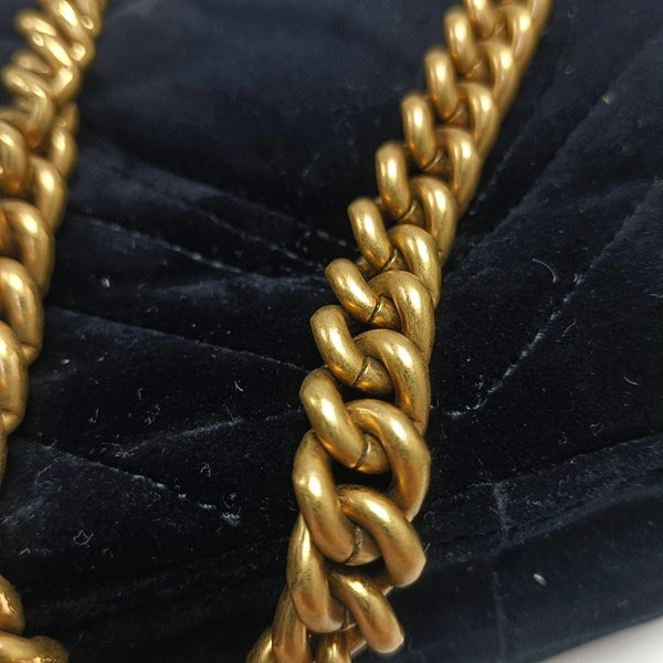 Authenticated pre-owned  GG Marmont Medium Velvet Black - Shoulder Bag at Looply