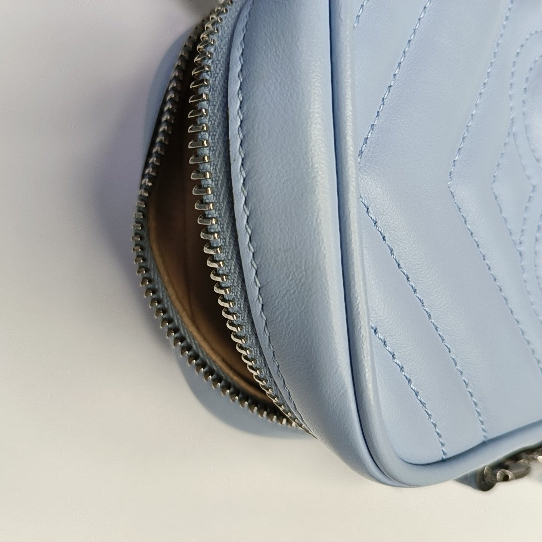 Authenticated pre-owned  GG Marmont Mini Calfskin Blue - Shoulder Bag at Looply
