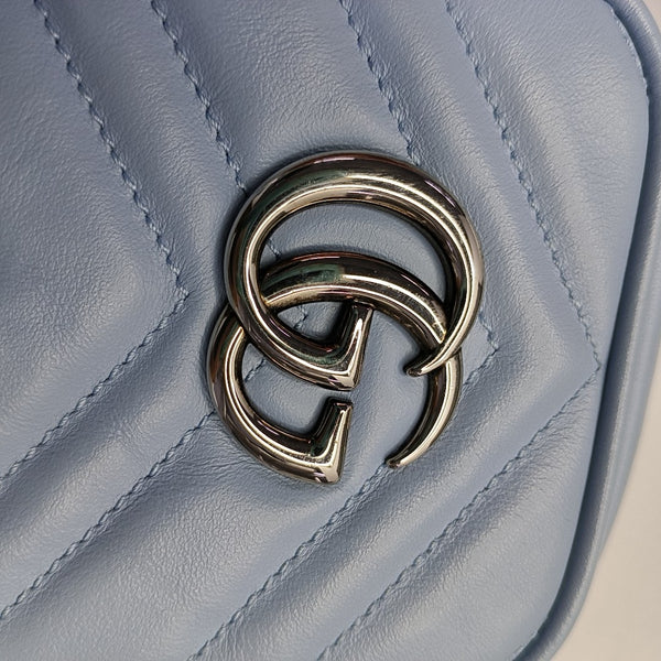 Authenticated pre-owned  GG Marmont Mini Calfskin Blue - Shoulder Bag at Looply
