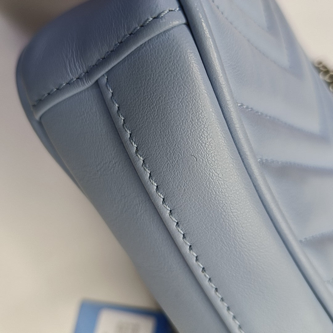 Authenticated pre-owned  GG Marmont Mini Calfskin Blue - Shoulder Bag at Looply