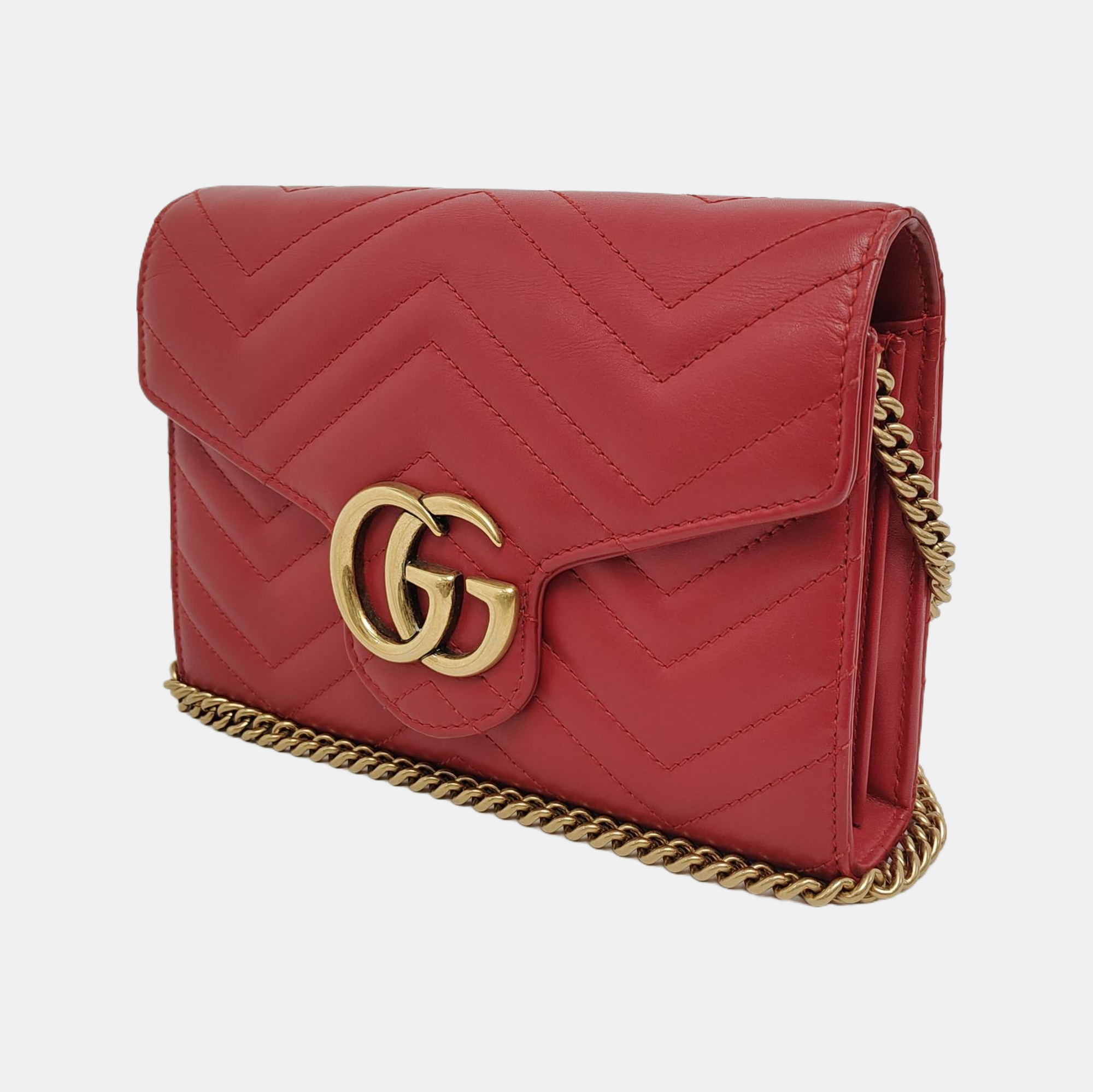 Authenticated pre-owned  GG Marmont Mini Calfskin Red - Crossbody Bag at Looply