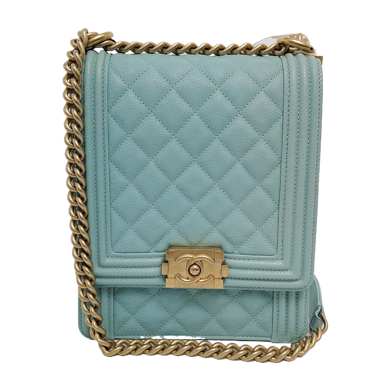 Authenticated pre-owned  Boy Chanel Quilted Grained Calfskin Blue - Crossbody Bag at Looply