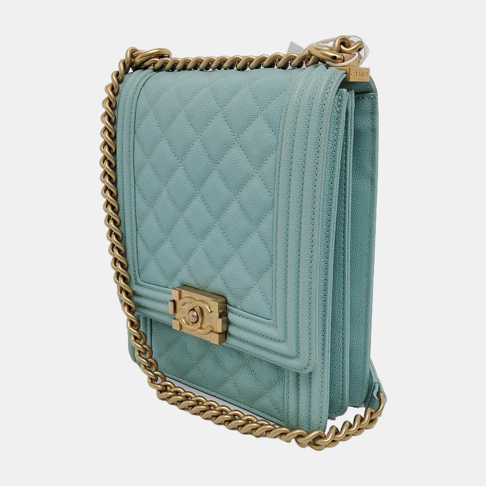 Authenticated pre-owned  Boy Chanel Quilted Grained Calfskin Blue - Crossbody Bag at Looply