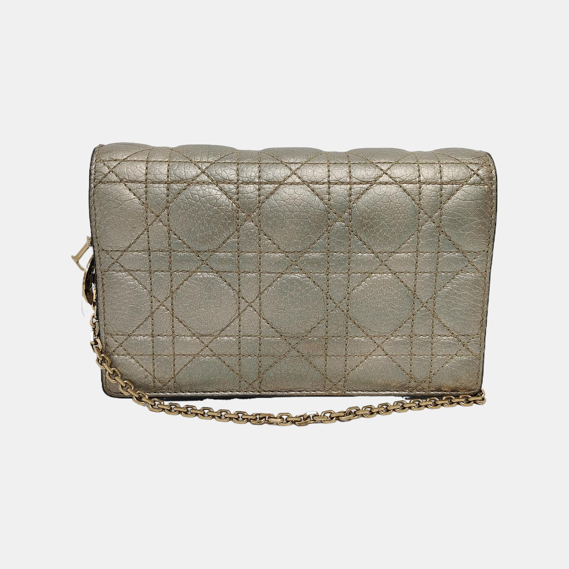 Authenticated pre-owned  Lady Dior Lambskin Silver - Crossbody Bag at Looply