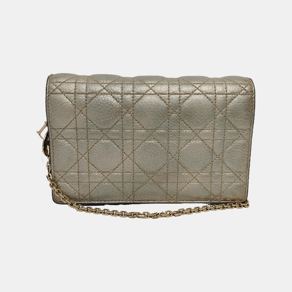 Authenticated pre-owned  Lady Dior Lambskin Silver - Crossbody Bag at Looply
