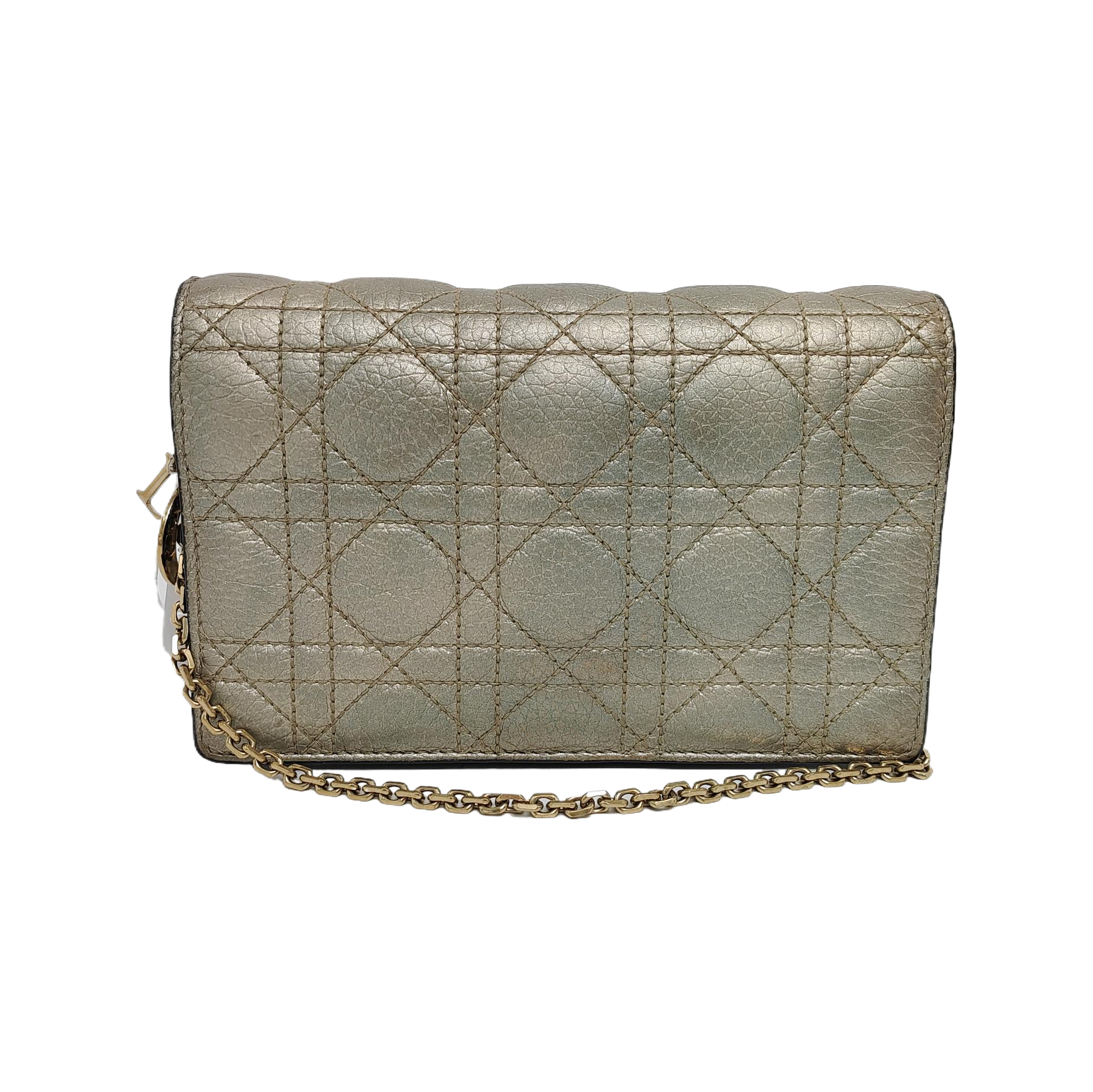 Authenticated pre-owned  Lady Dior Lambskin Silver - Crossbody Bag at Looply
