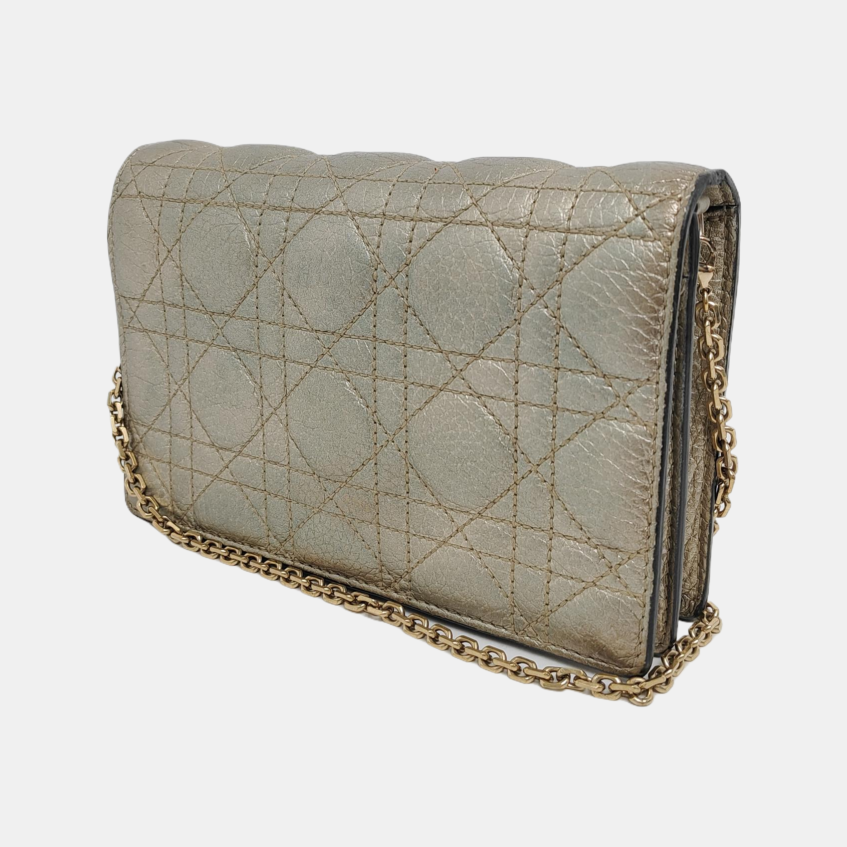 Authenticated pre-owned  Lady Dior Lambskin Silver - Crossbody Bag at Looply