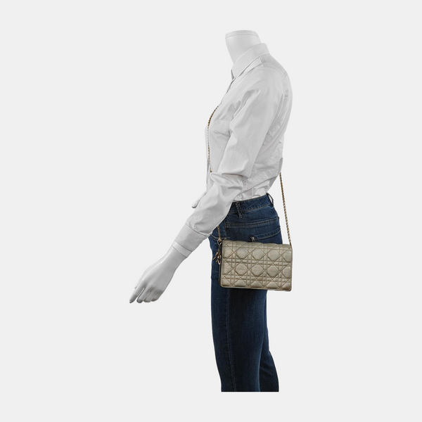 Authenticated pre-owned  Lady Dior Lambskin Silver - Crossbody Bag at Looply