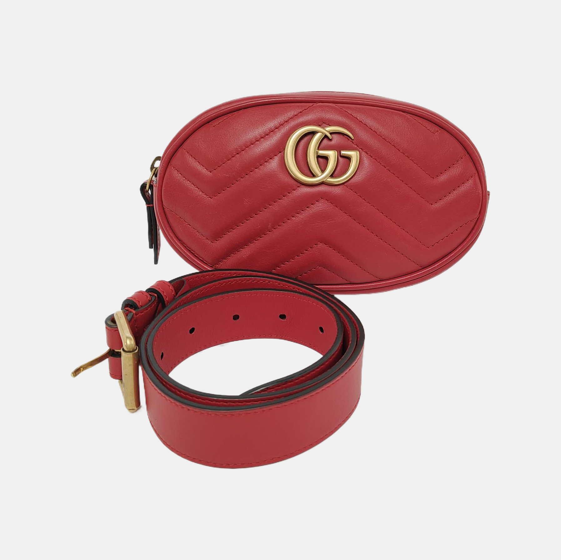 Authenticated pre-owned  GG Marmont Calfskin Red - Belt Bag at Looply