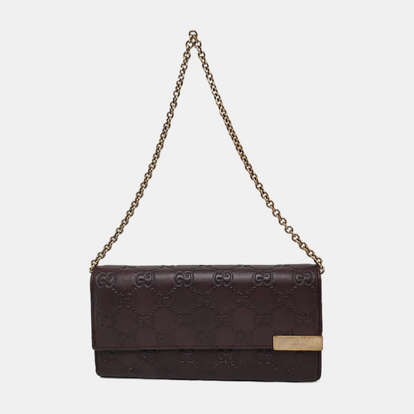 Authenticated pre-owned  Microguccissima Monogram Calfskin Brown - Top Handle Bag at Looply
