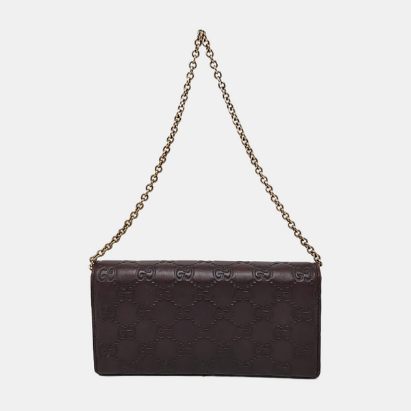 Authenticated pre-owned  Microguccissima Monogram Calfskin Brown - Top Handle Bag at Looply