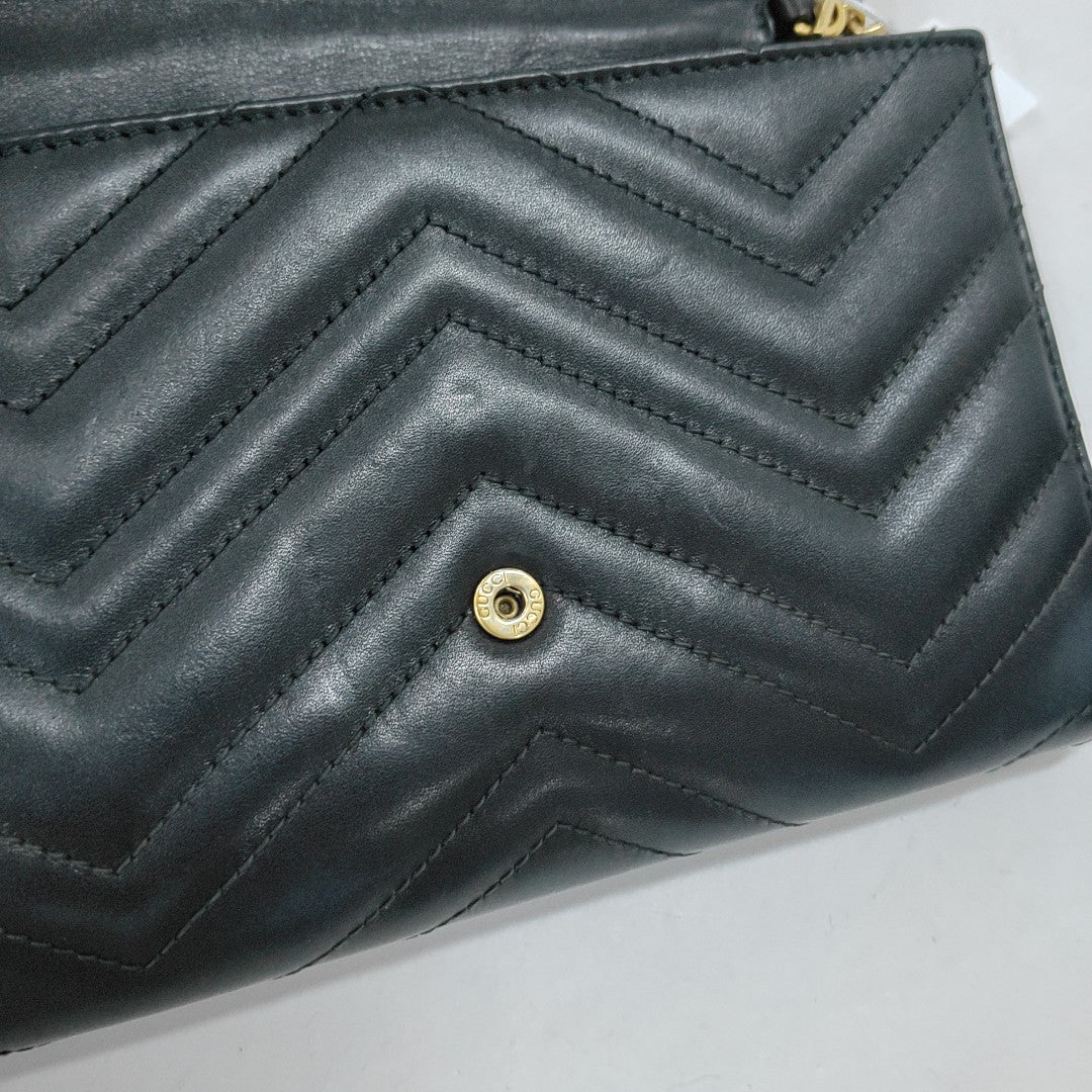 GG Marmont Mini Chevron Calfskin Black