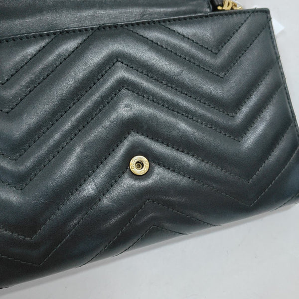 GG Marmont Mini Chevron Calfskin Black