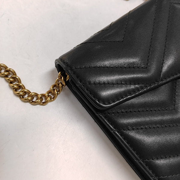 GG Marmont Mini Chevron Calfskin Black